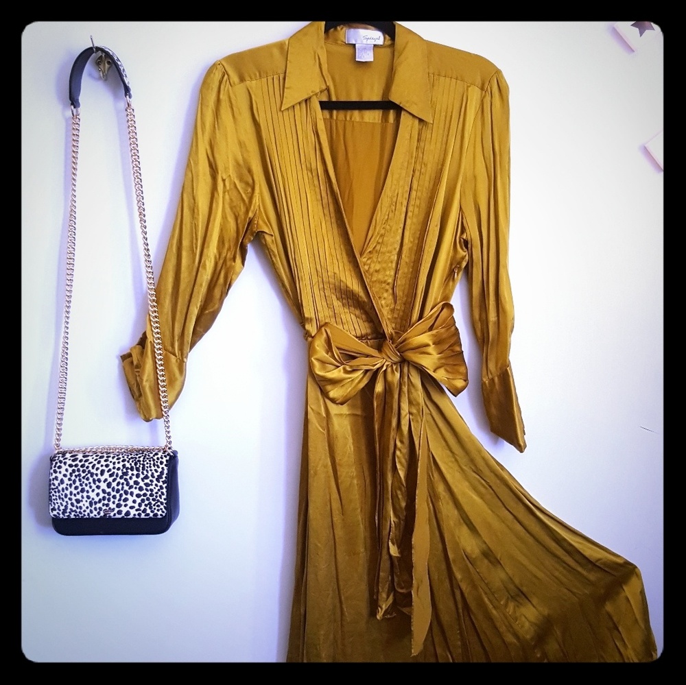 Spiegel 100%silk mustard color dress size 14
